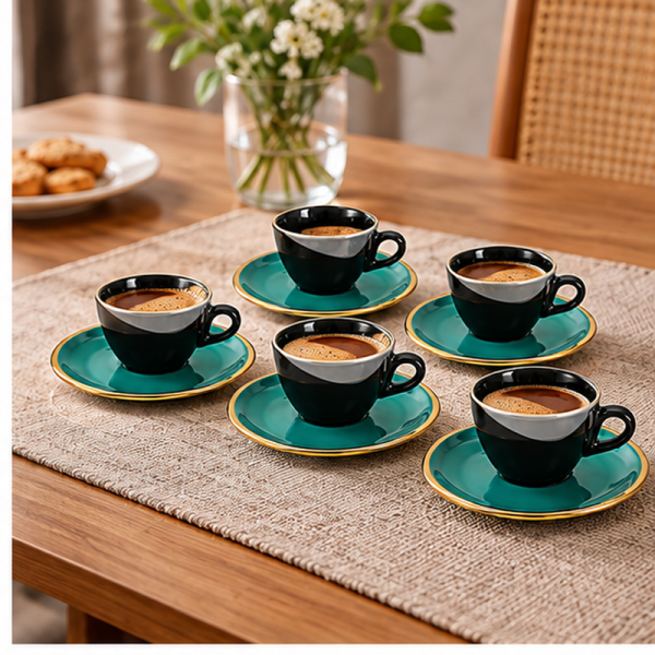 Turkish Tea Set Designs Hyper Techno | Royal Alfredo Costa Coffee Cup Set 12 Pcs Olive Green