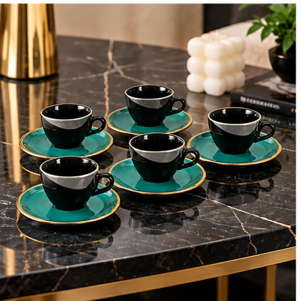 Turkish Tea Set Designs Hyper Techno | Royal Alfredo Costa Coffee Cup Set 12 Pcs Olive Green